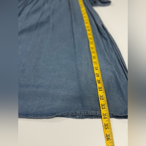 Zara Women's Blue Chambray Cold Shoulder Pockets Tunic Dress Romper Size M - Picture 11 of 11